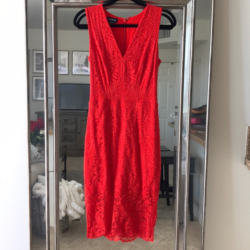 Orange bodycon dress from bebe